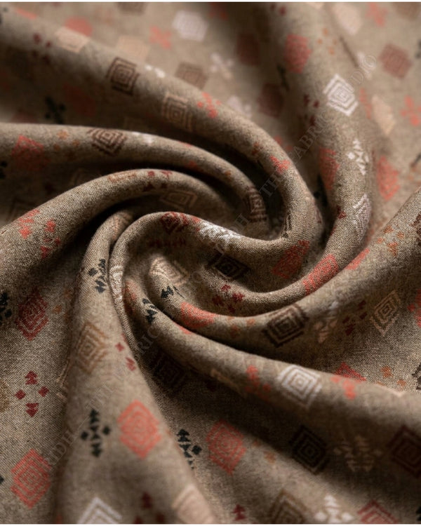 Mud Brown 23184 Mul Cotton Prn Diamond Motif — hand