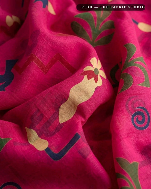 Rani Pink 201 Chanderi Prn — hand