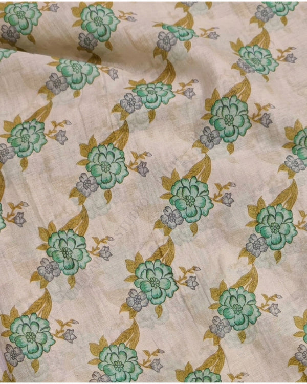 Off White 51005 Mul Cotton Prn Green Floral — hand