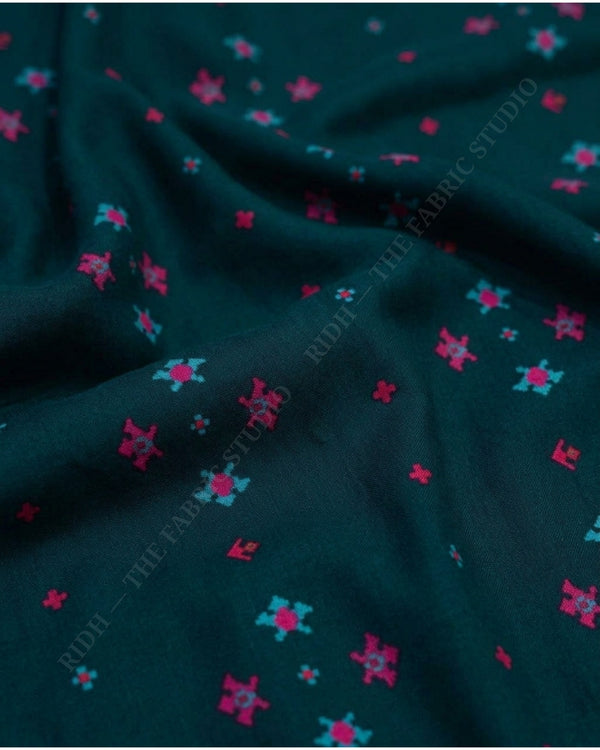 Bottle Green 1078 Muslin Prin Small Buti — hand