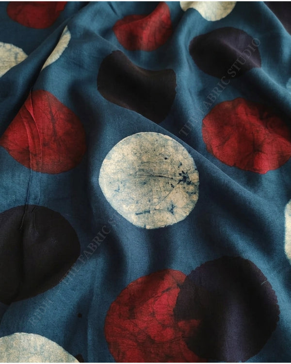 Indigo 1135 Ajrak Handblock Print Large Dot — hand