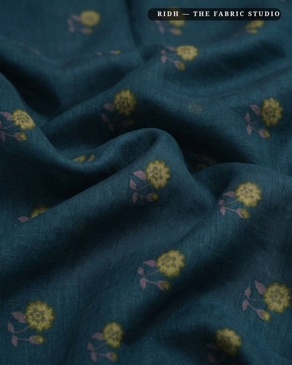 Teal Blue 10332 Chanderi Prn — hand