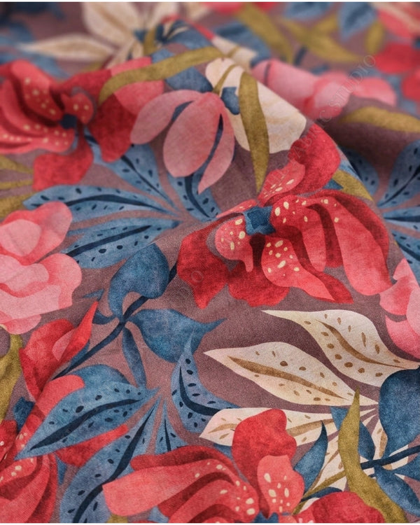 Brown 23133 Mul Cotton Prn Large Floral — hand
