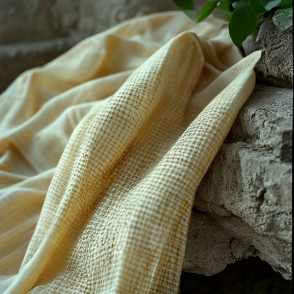 Chanderi Silk in cream · Ridh Fabric Studio