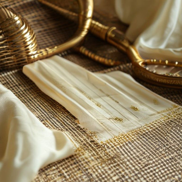 Chanderi Silk in cream · Ridh Fabric Studio