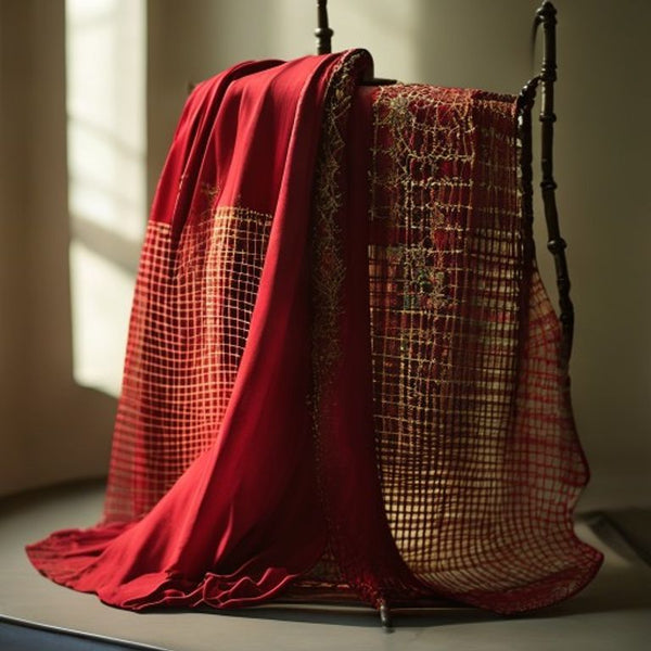 Chanderi Silk in deep red · Ridh Fabric Studio