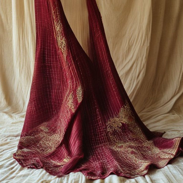 Chanderi Silk in deep red · Ridh Fabric Studio
