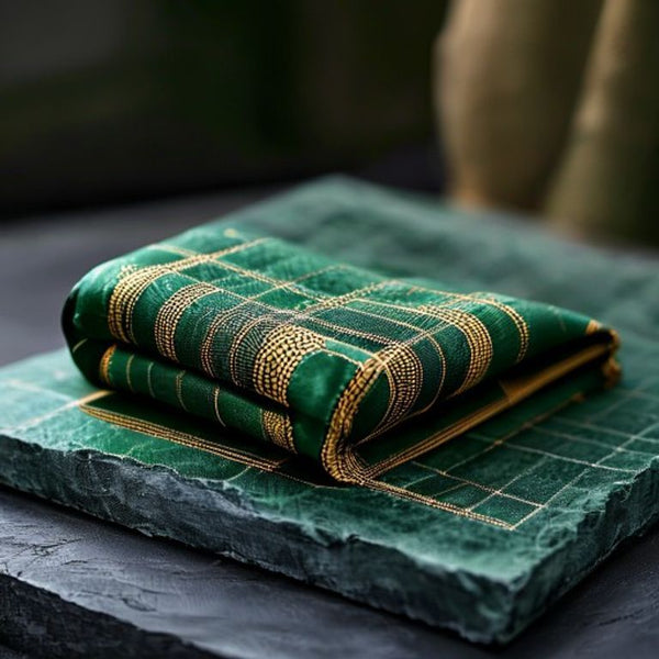 Chanderi Silk in emerald green · Ridh Fabric Studio