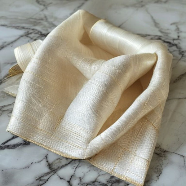 Chanderi Silk in ivory white · Ridh Fabric Studio