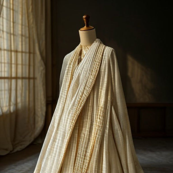 Chanderi Silk in ivory white · Ridh Fabric Studio