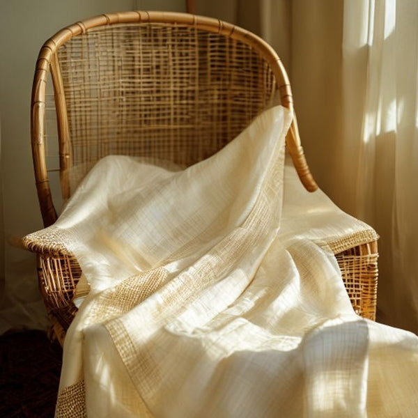 Chanderi Silk in ivory white · Ridh Fabric Studio