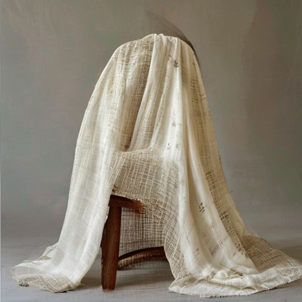 Chanderi Silk in ivory white · Ridh Fabric Studio