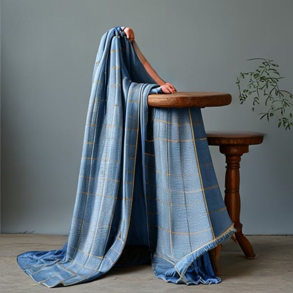 Chanderi Silk in pale royal blue · Ridh Fabric Studio