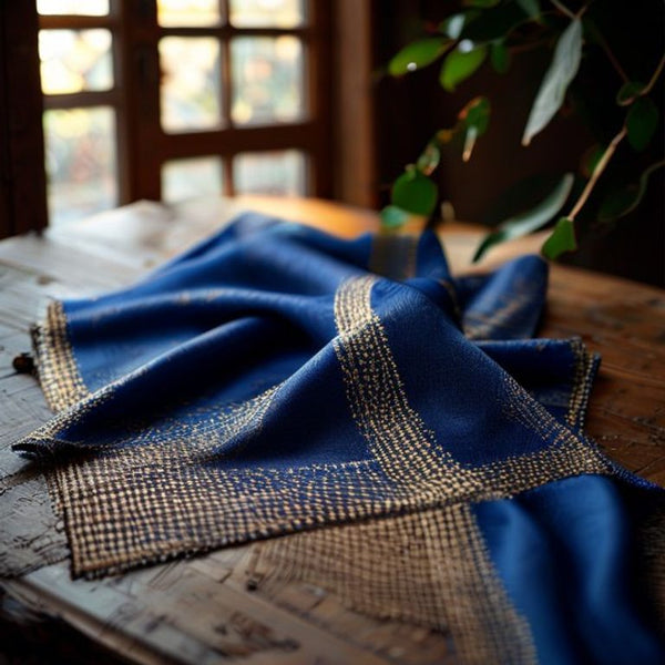 Chanderi Silk in royal blue · Ridh Fabric Studio