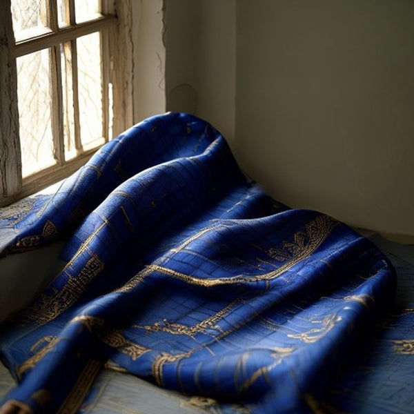 Chanderi Silk in royal blue · Ridh Fabric Studio