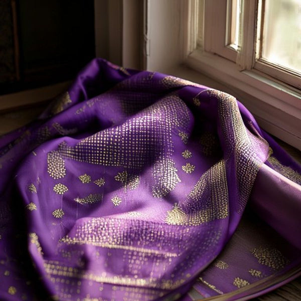 Chanderi Silk in royal purple · Ridh Fabric Studio