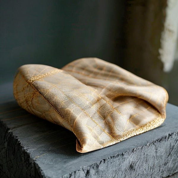 Chanderi Silk in sandal · Ridh Fabric Studio