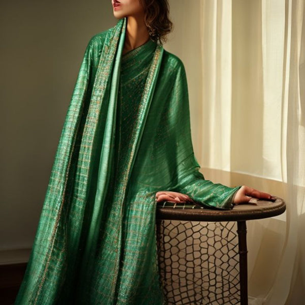 Chanderi Silk in seagreen · Ridh Fabric Studio