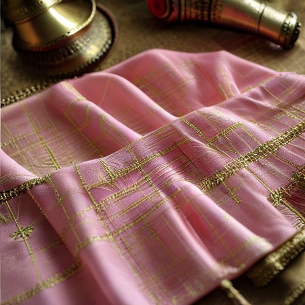 Chanderi Silk in soft pink · Ridh Fabric Studio