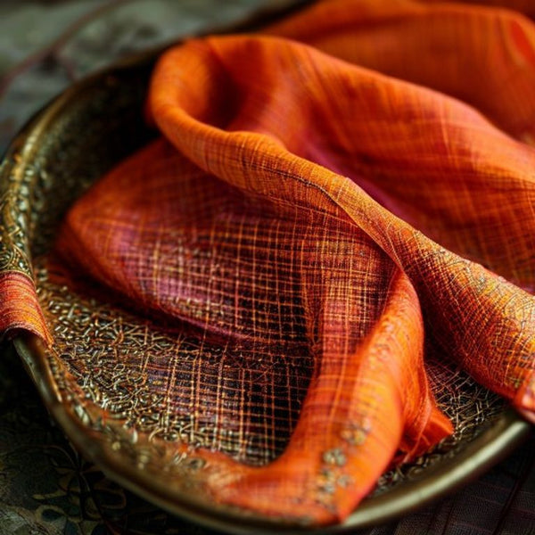 Chanderi Silk in vivid orange · Ridh Fabric Studio