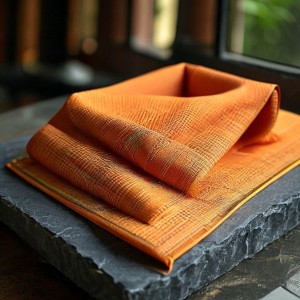 Chanderi Silk in vivid orange · Ridh Fabric Studio