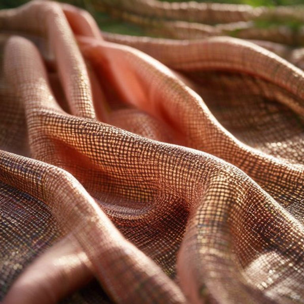 Chanderi Silk in warm peach · Ridh Fabric Studio