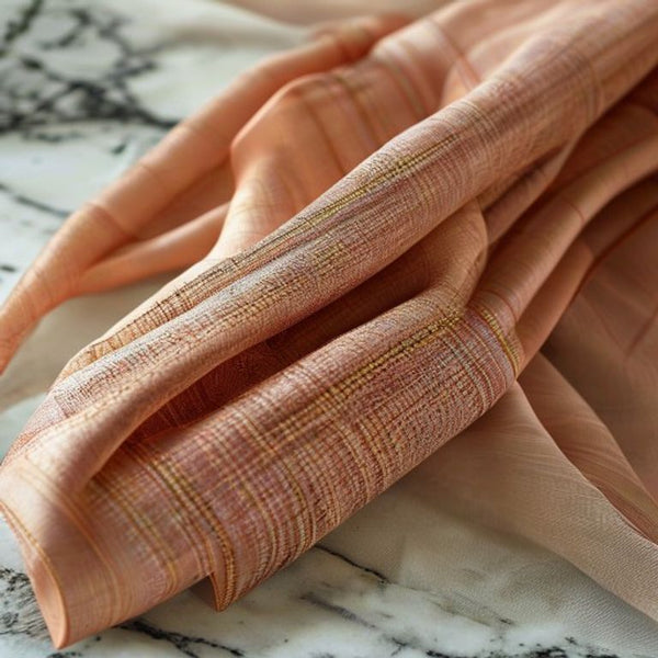 Chanderi Silk in warm peach · Ridh Fabric Studio
