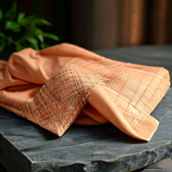 Chanderi Silk in warm peach · Ridh Fabric Studio