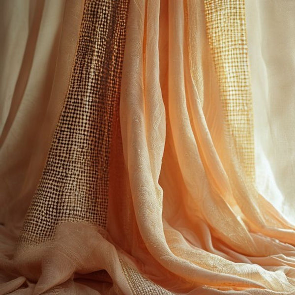 Chanderi Silk in warm peach · Ridh Fabric Studio