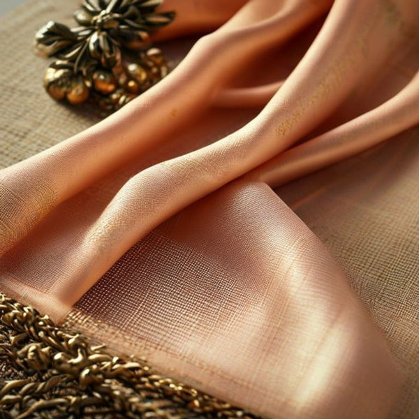 Chanderi Silk in warm peach · Ridh Fabric Studio