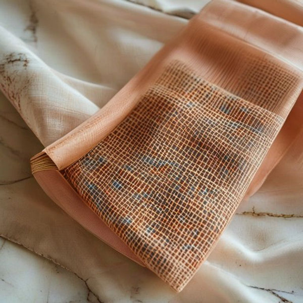 Chanderi Silk in warm peach · Ridh Fabric Studio