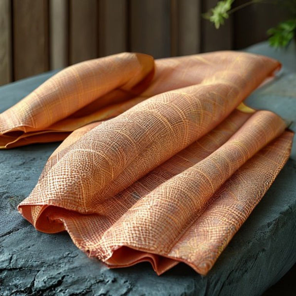 Chanderi Silk in warm peach · Ridh Fabric Studio