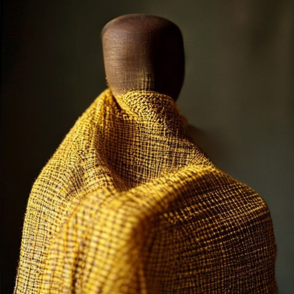 Chanderi Silk in warm yellow · Ridh Fabric Studio