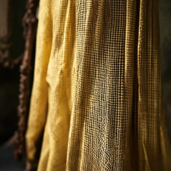 Chanderi Silk in warm yellow · Ridh Fabric Studio