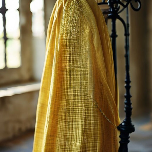 Chanderi Silk in warm yellow · Ridh Fabric Studio