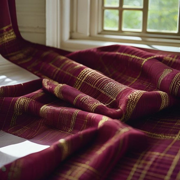 Chanderi Silk in wine red · Ridh Fabric Studio
