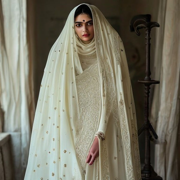 Dupatta in ivory white · Ridh Fabric Studio