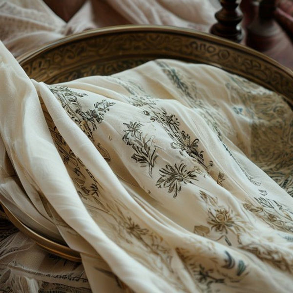Dupatta in ivory white · Ridh Fabric Studio