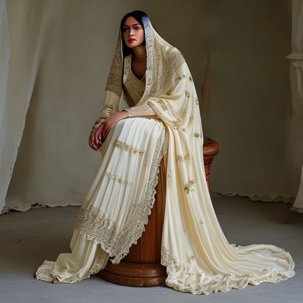 Dupatta in ivory white · Ridh Fabric Studio