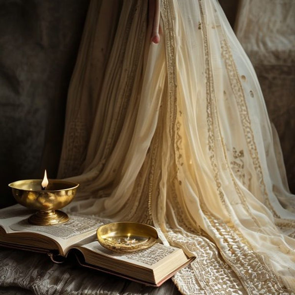 Dupatta in ivory white · Ridh Fabric Studio