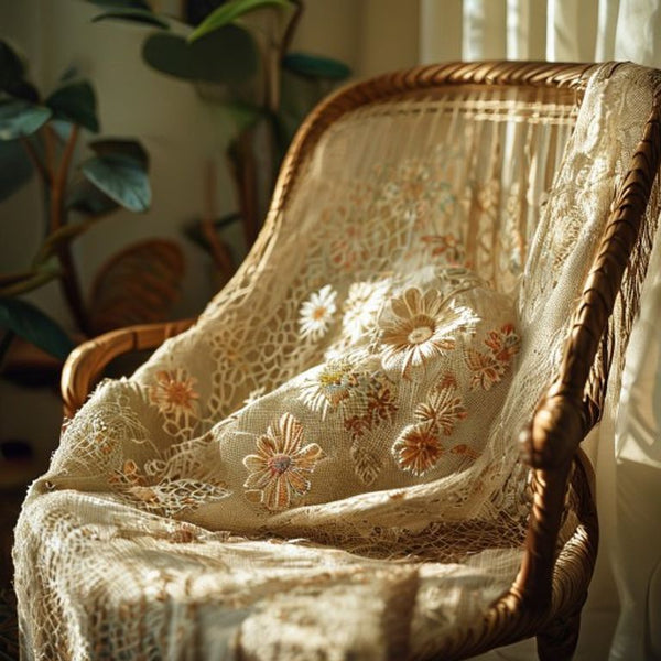 Embroidered Net in natural undyed · Ridh Fabric Studio