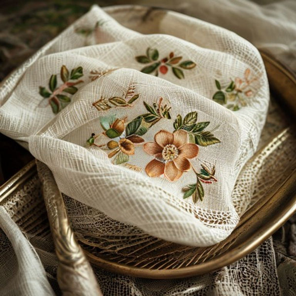 Embroidered Net in natural undyed · Ridh Fabric Studio