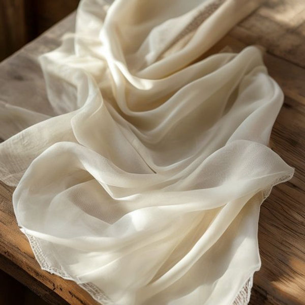 Organza Silk in ivory white · Ridh Fabric Studio