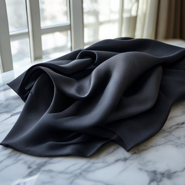 Pure Silk in deep black · Ridh Fabric Studio