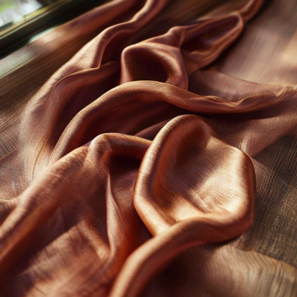 Tussar Silk in copper · Ridh Fabric Studio