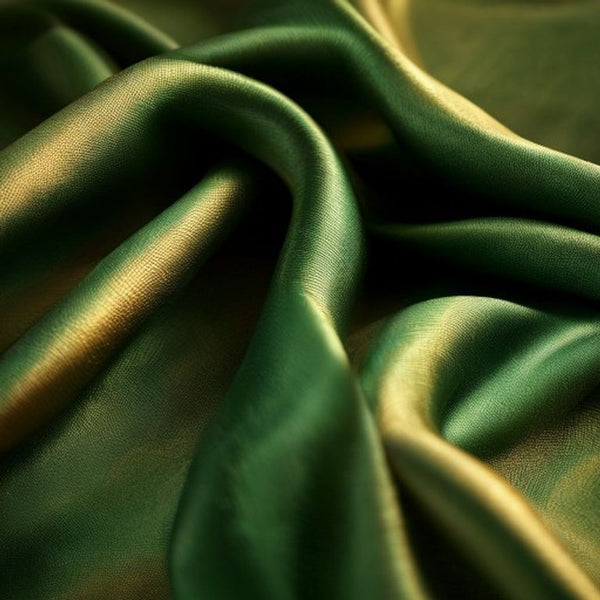 Tussar Silk in emerald green · Ridh Fabric Studio