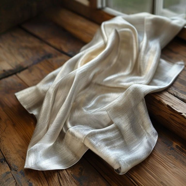 Tussar Silk in silver · Ridh Fabric Studio