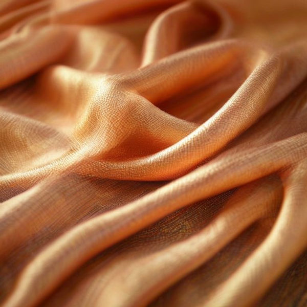Tussar Silk in warm peach · Ridh Fabric Studio