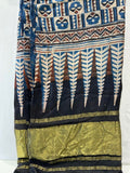 Indigo hand blocked ajrakh with zari border modal gaji printed dupatta 2035