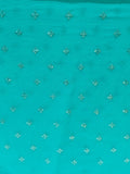 Teal blue thread and sequin butta georgette embroidered fabric 2569